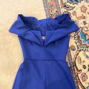 NWT BCBG Maxazria Amalie off the shoulder gown in orient blue